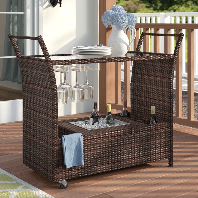 Wicker Bar Cart - Chic Decora