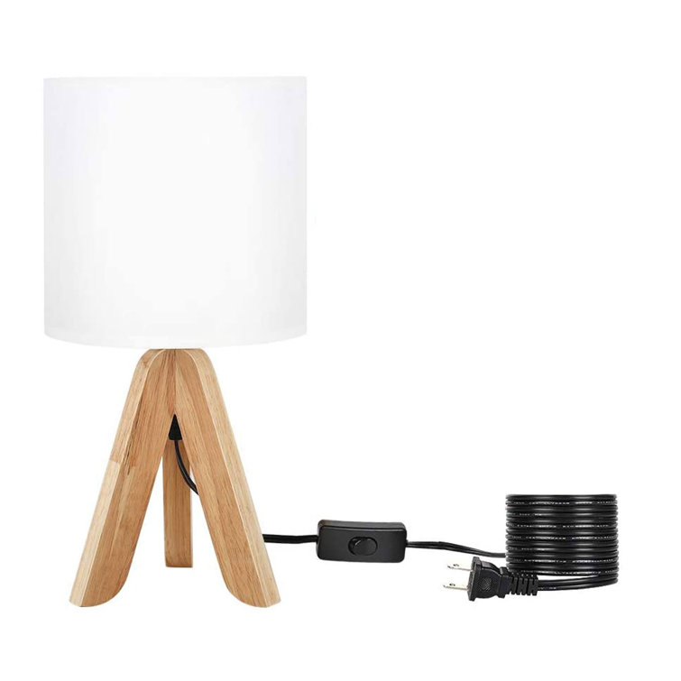 Wood Table Lamp With Fabric Linen Shade - Chic Decora