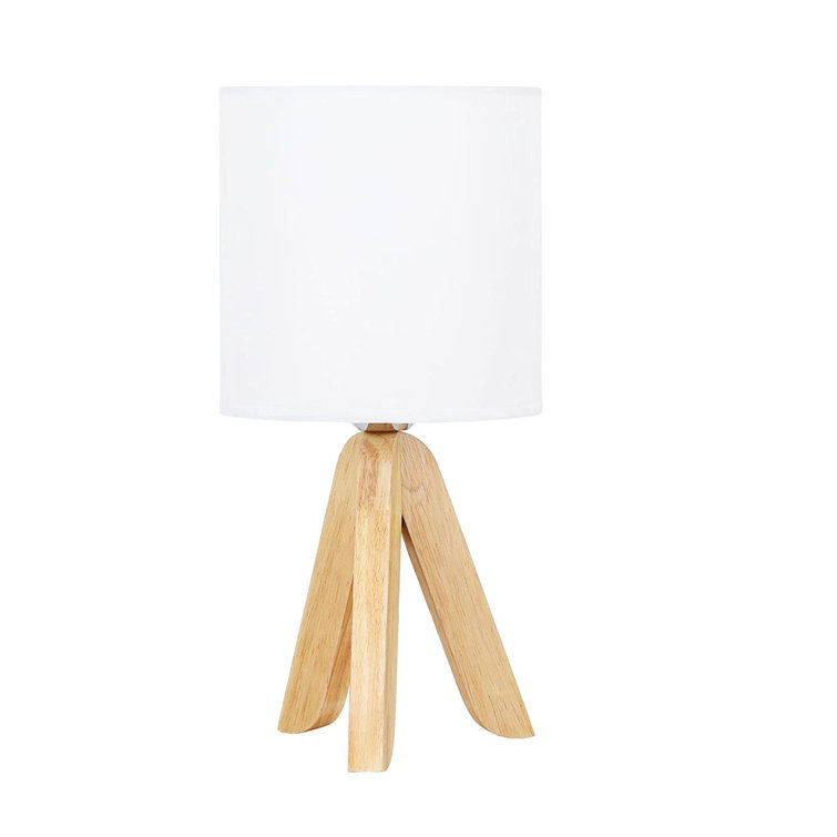 Wood Table Lamp With Fabric Linen Shade - Chic Decora