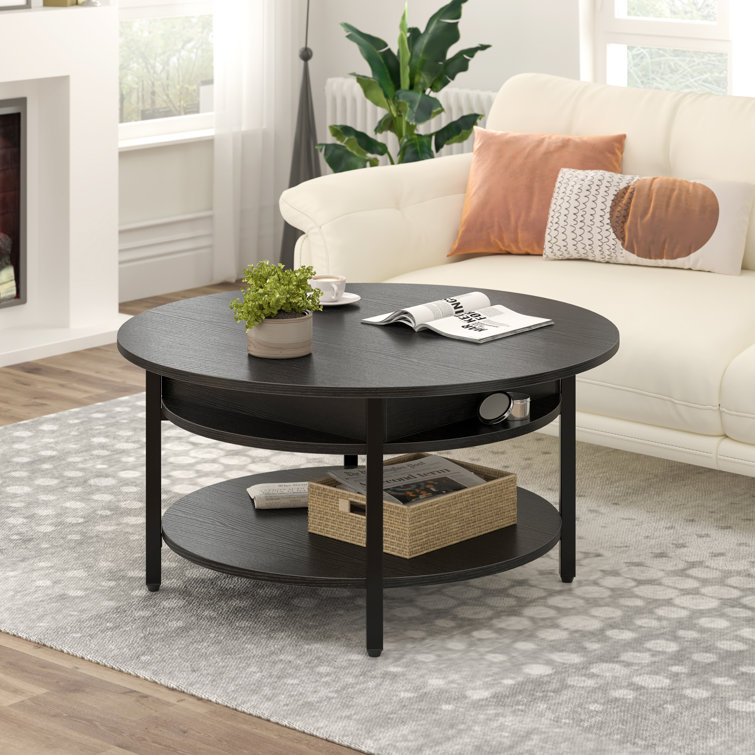 Wynny Round Coffee Table with Storage, Lift Top Coffee Table, Wood Cocktail Table - Chic Decora