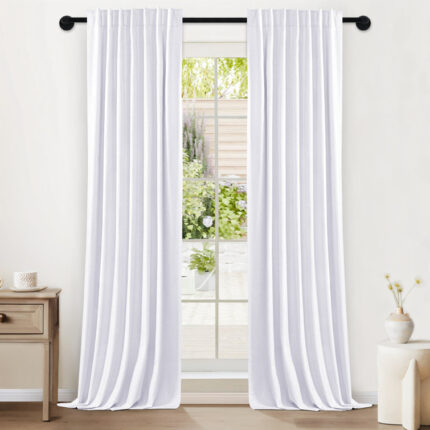 100% Blackout Curtains For Bedroom 52 Inches Wide Thermal Insulated Back Tab/Rod Pocket (Set of 2) - Chic Decora