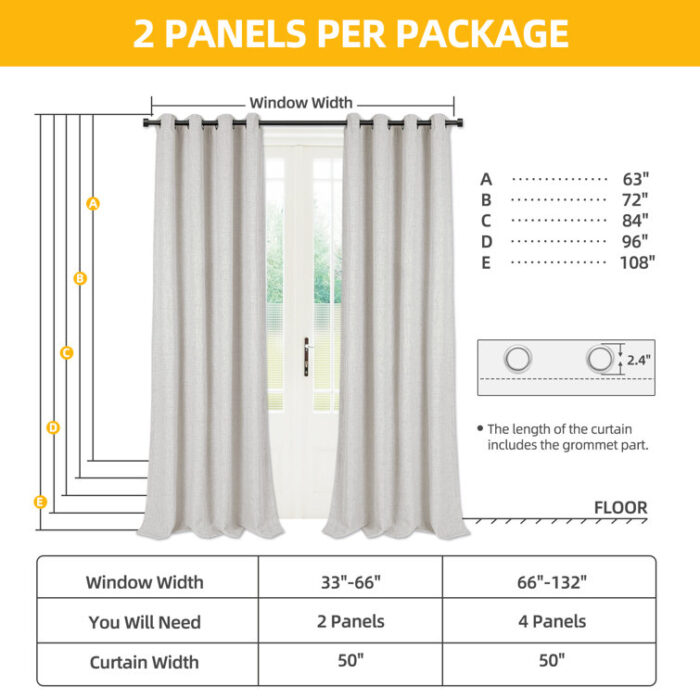 100% Blackout Curtains Textured Max Blackout Drapes Thermal Insulation Reduce Noise For Living (Set of 2) - Chic Decora