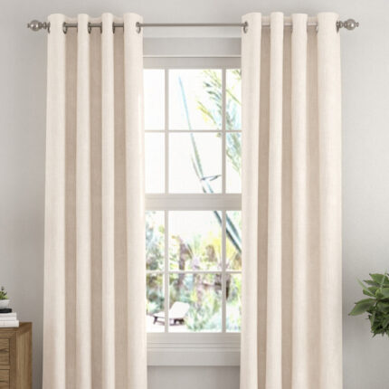 100% Blackout Linen Blend Grommet Curtain Set (Set of 2) - Chic Decora