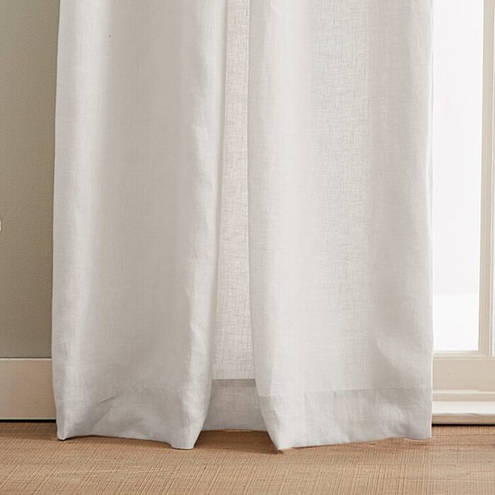 100% Linen Backtab Lined White Panel Pair (Set of 2) - Chic Decora