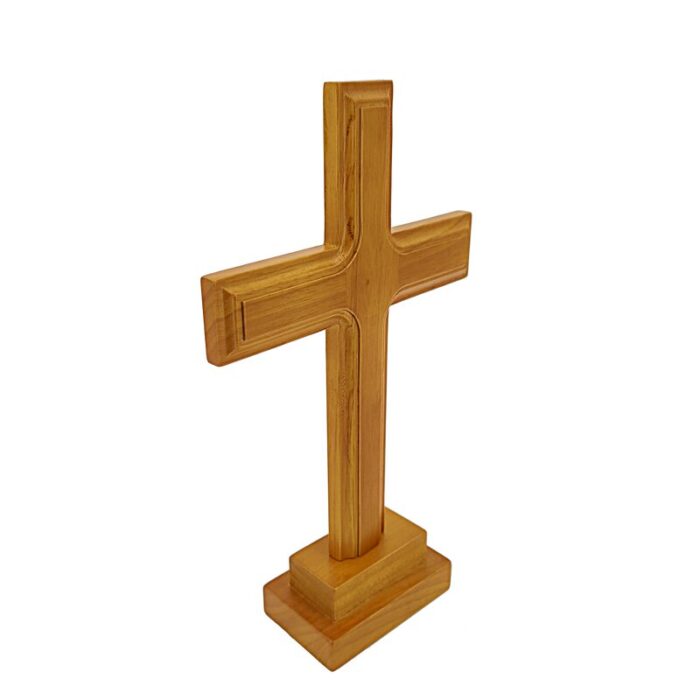 11.2″ x 7″ x 0.8″ Tabletop Rubber Wood Cross Standing Cross for Christian Church Altar Home Prayer - Chic Decora