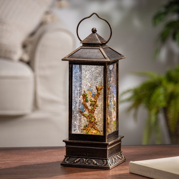 11 In. Illuminating Spinning Water Globe Lantern - Chic Decora