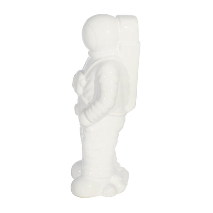 12″ Ceramic Astronaut Statue Contemporary White Figurine – 6″ x 5″ x 12″ - Chic Decora