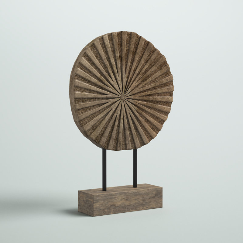 12″ Wooden Pinwheel Sculpture – A Natural Brown Circular Accent for a Rustic Touch - Chic Decora