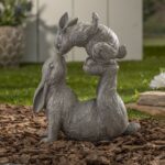 14.5 In Resin Kissing Bunnies Statue - Chic Decora