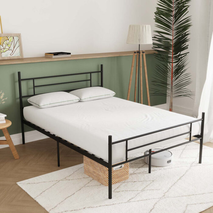 14″ Metal Platform Bed with Headboard - Chic Decora