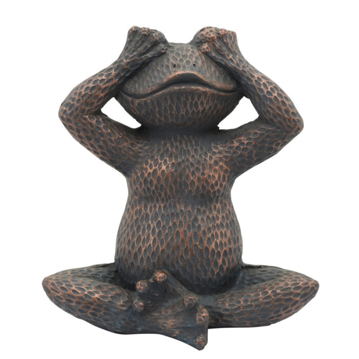 16″ Polyresin Frog Sculpture, Metallic Blue and Copper, Decorative Frog Figurine - Chic Decora