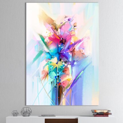 ” Abstract Colorful Spring Flowers ” Painting Print - Chic Decora