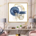 ” Abstract Dark Blue Gold And Black Underwater Life ” Painting Print - Chic Decora