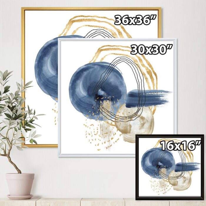 ” Abstract Dark Blue Gold And Black Underwater Life ” Painting Print - Chic Decora