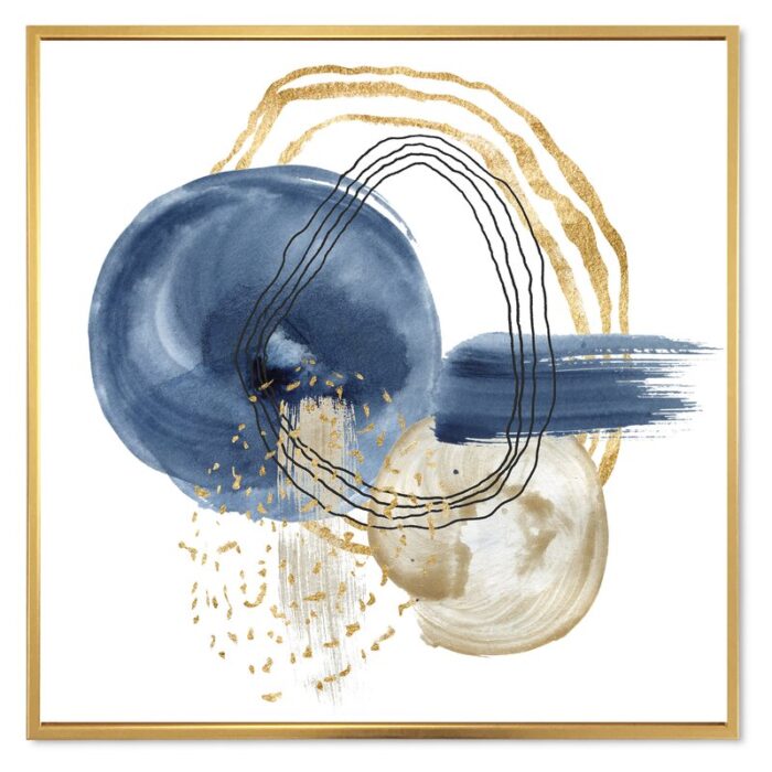 ” Abstract Dark Blue Gold And Black Underwater Life ” Painting Print - Chic Decora