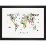 ” Animal Map Of The World ” by Michael Tompsett - Chic Decora