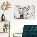 ” Animals Elephant And Gold Glasses, Modern & Contemporary White ” by Oliver Gal - Chic Decora