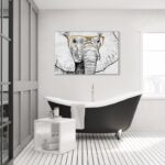 ” Animals Elephant And Gold Glasses, Modern & Contemporary White ” by Oliver Gal - Chic Decora