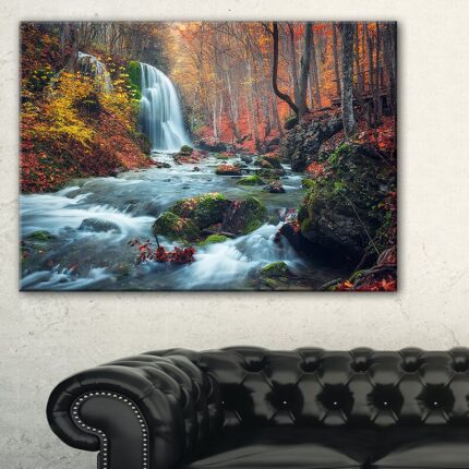 ” Autumn Mountain Waterfall Long View “ - Chic Decora