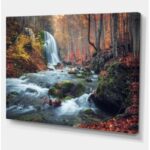 ” Autumn Mountain Waterfall Long View “ - Chic Decora