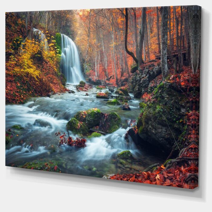 ” Autumn Mountain Waterfall Long View “ - Chic Decora