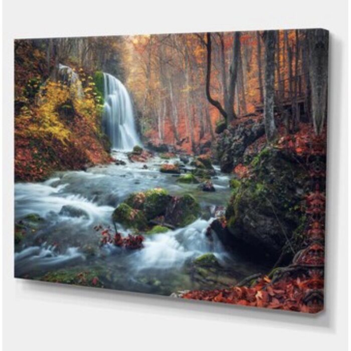 ” Autumn Mountain Waterfall Long View “ - Chic Decora