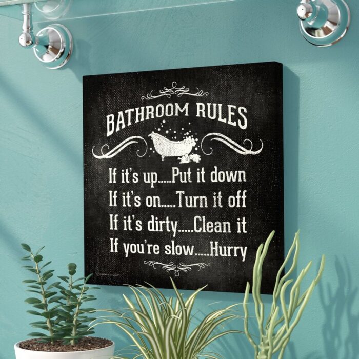 ” Bathroom Rules BW Icon “ - Chic Decora