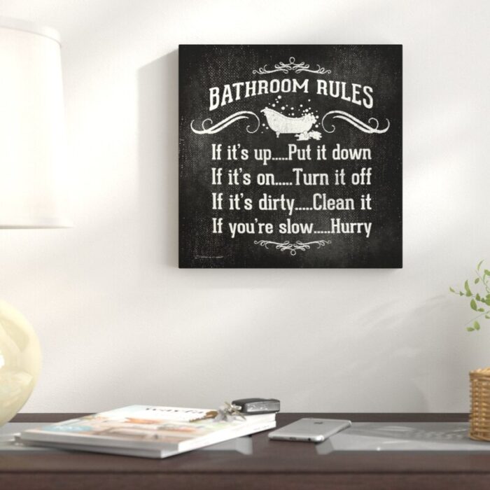 ” Bathroom Rules BW Icon “ - Chic Decora