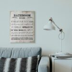 ” Bathroom Rules Funny Word Wood Textured Design “ - Chic Decora