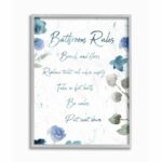 ” Bathroom Rules Watercolor Flower Word Design ” by Milli Villa - Chic Decora