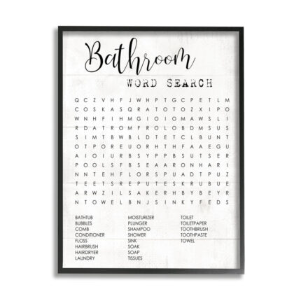 ” Bathroom Word Search Fun Family Word Design ” by Daphne Polselli - Chic Decora