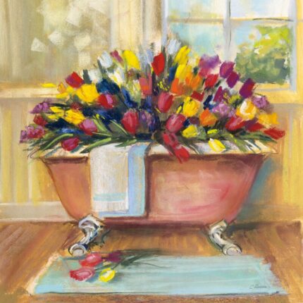 ” Bathtub Bouquet II ” Painting Print - Chic Decora