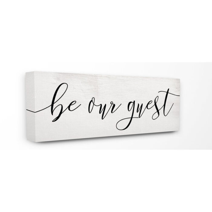 ” Be Our Guest Script White Wood Look ” by Daphne Polselli - Chic Decora