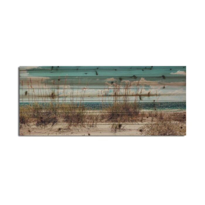 “Beach Sand Dunes Long” Photograph Print on Planked Wood Wall Art - Chic Decora