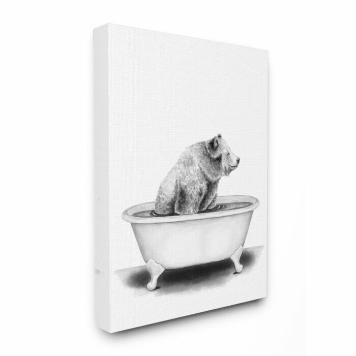 ” Bear In A Tub Funny Animal Bathroom ” by Rachel Neiman - Chic Decora