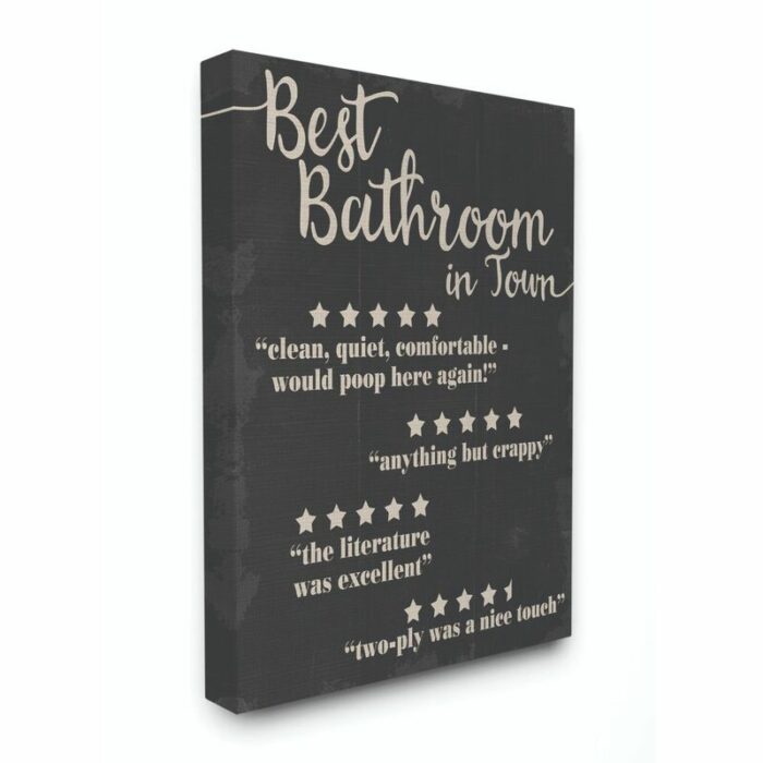 ” Best Bathroom Five Star Black Funny Word Design “ - Chic Decora