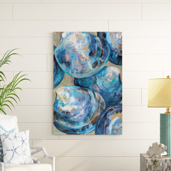 ” Beyond Blue Shells Light ” by Jeanette Vertentes Painting Print - Chic Decora