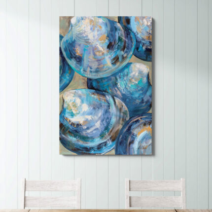 ” Beyond Blue Shells Light ” by Jeanette Vertentes Painting Print - Chic Decora