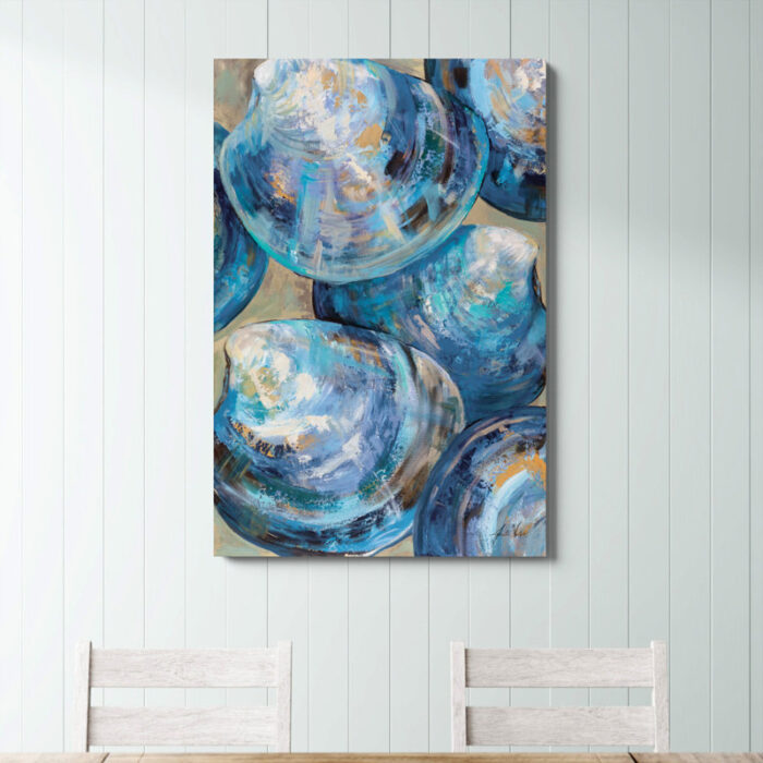 ” Beyond Blue Shells Light ” by Jeanette Vertentes Painting Print - Chic Decora