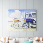 ” Bike And Van Beach Nautical Blue White Painting ” by James Wines - Chic Decora