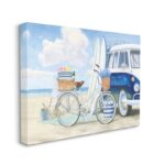 ” Bike And Van Beach Nautical Blue White Painting ” by James Wines - Chic Decora