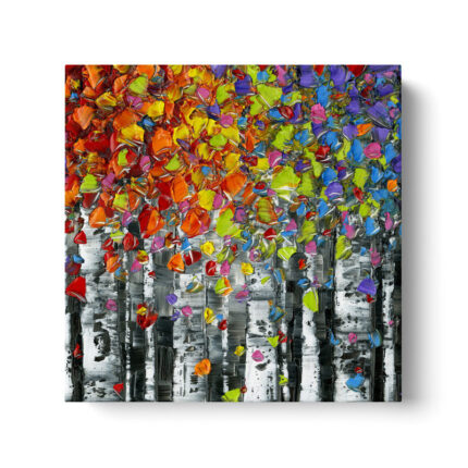 “Birch 2” by Susanna Shaposhnikova, Colorful Tree Fine Art Framed Gallery Canvas Print - Chic Decora