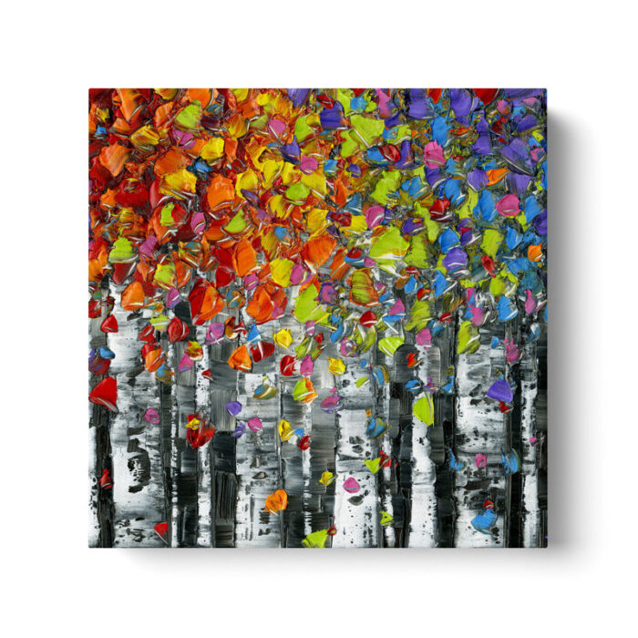 “Birch 2” by Susanna Shaposhnikova, Colorful Tree Fine Art Framed Gallery Canvas Print - Chic Decora