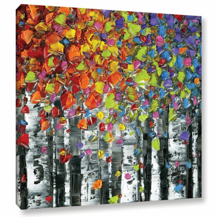 “Birch 2” by Susanna Shaposhnikova, Colorful Tree Fine Art Framed Gallery Canvas Print - Chic Decora