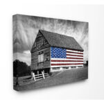 ” Black And White Farmhouse Barn American Flag ” by James McLoughlin - Chic Decora