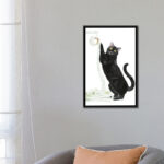 ” Black Cat And Toilet Paper ” by Alexey Dmitrievich Shmyrov Painting Print - Chic Decora