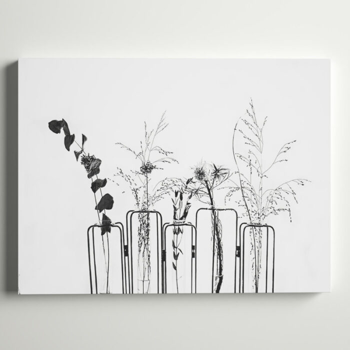 ” Black Flowers On White Background “ - Chic Decora