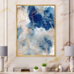 ” Blue And Gold Marble Clouds III ” Painting Print - Chic Decora