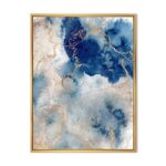 ” Blue And Gold Marble Clouds III ” Painting Print - Chic Decora