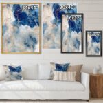 ” Blue And Gold Marble Clouds III ” Painting Print - Chic Decora